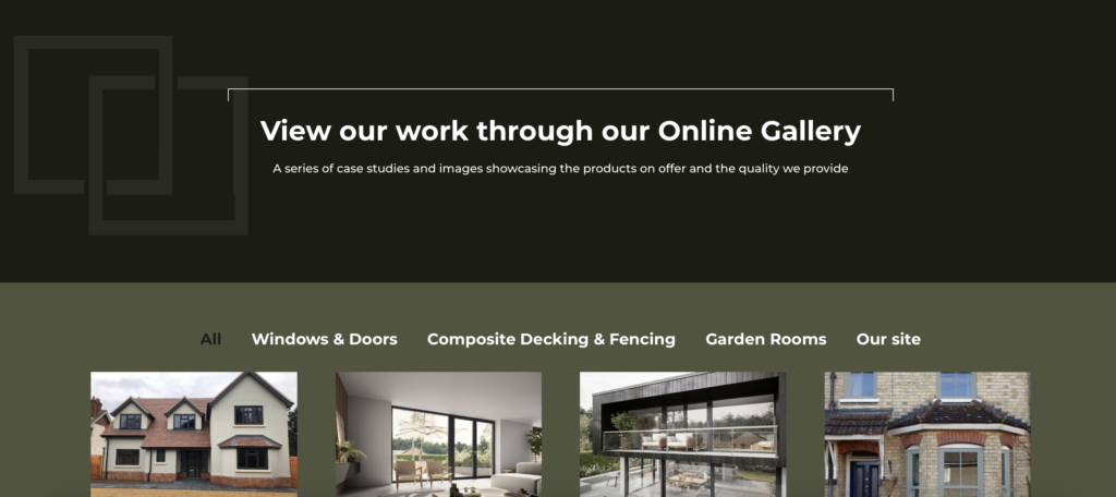 Image of the gallery page on the Wharfedale Green website